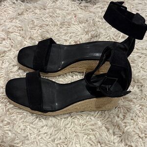 H&M Black Wedge Sandals with Ankle Strap